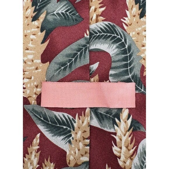 TOMMY BAHAMA Tie Men's 100% Silk Yellow Red Green Floral Trees Leaves Hand Made - Picture 4 of 9